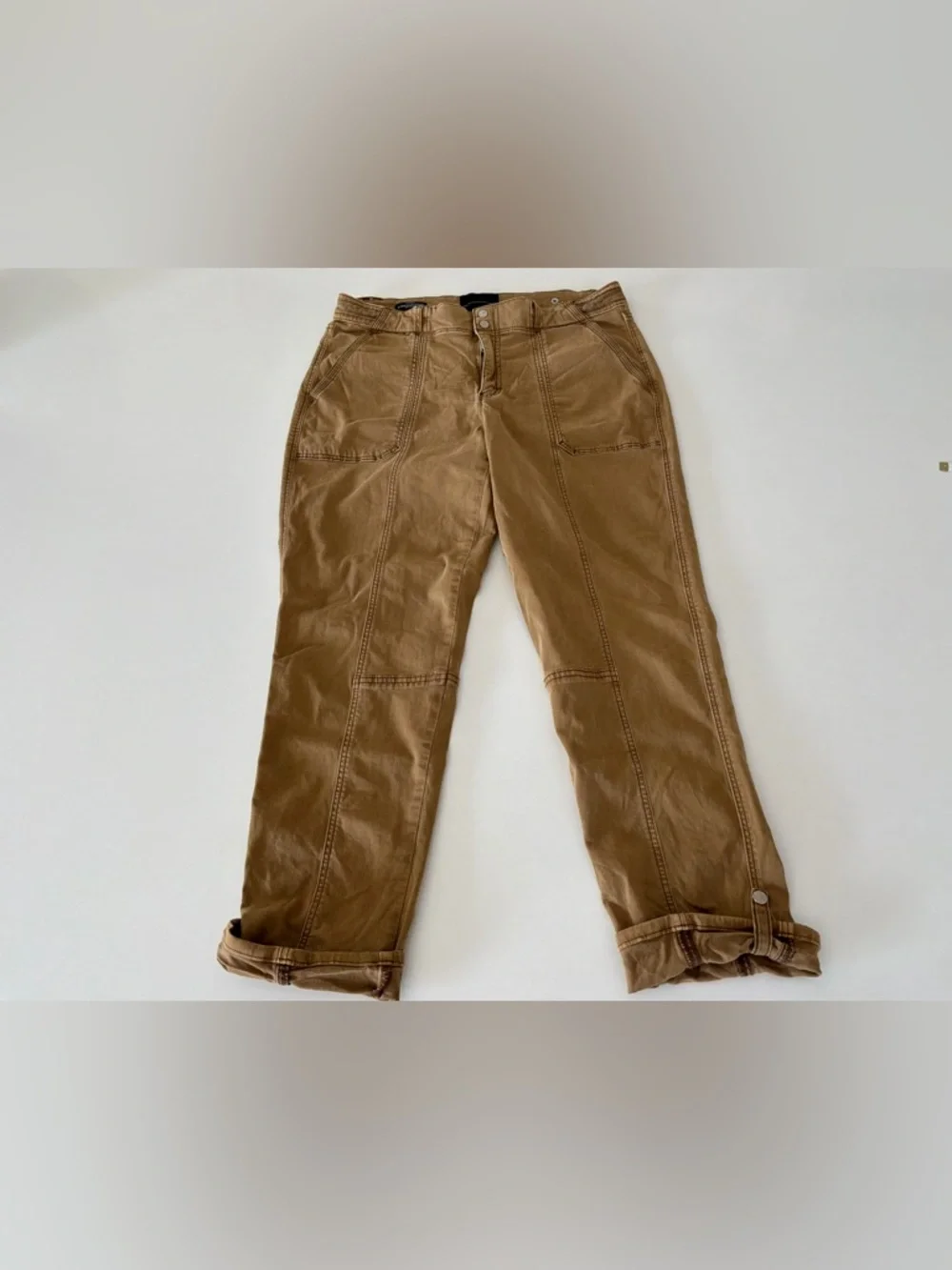 WHBM Pret A Pedi Straight Crop Utility Pants Brown Womens 10 Mid Rise - Picture 2 of 7